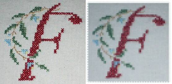 Letra en punto de cruz